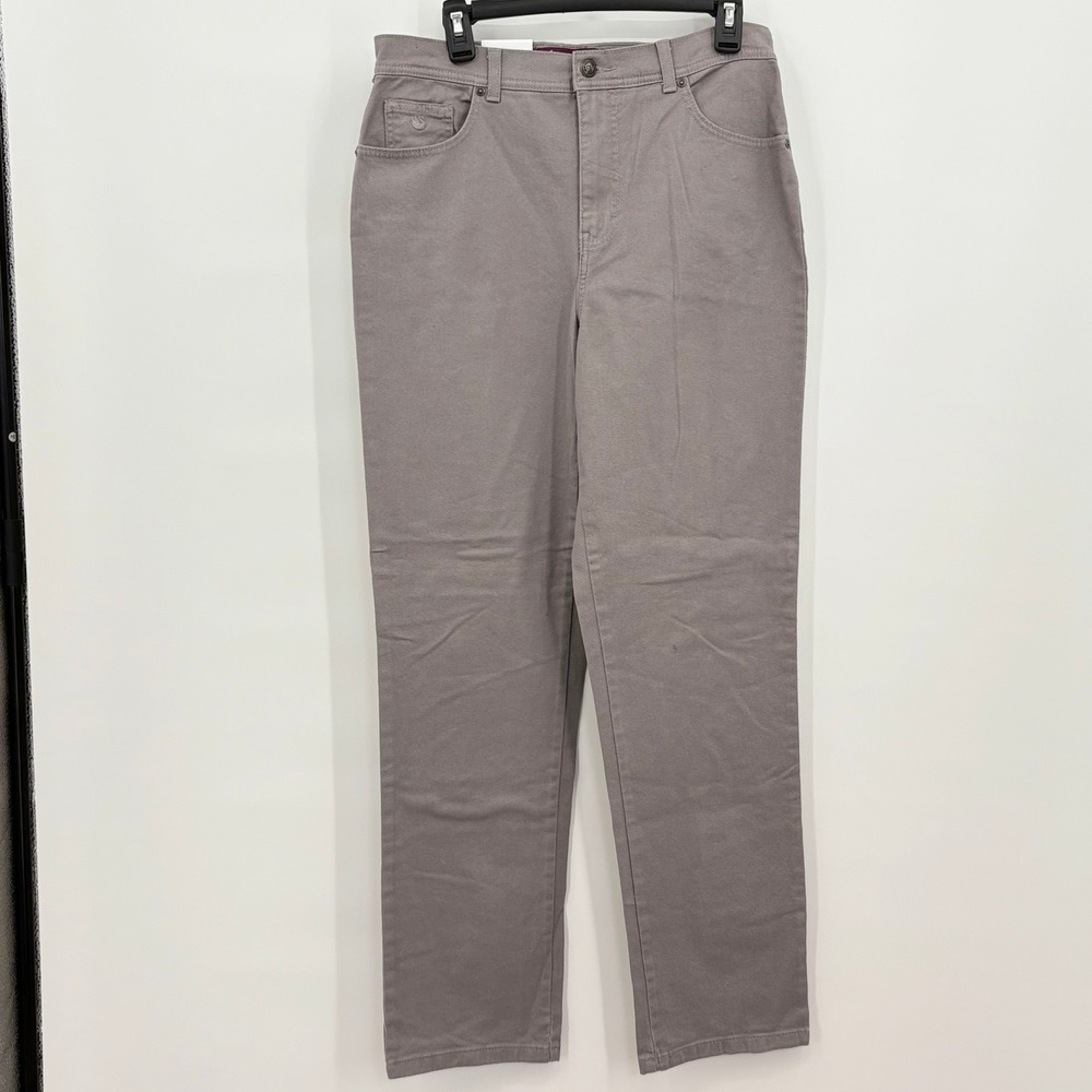 Gloria Vanderbilt Amanda Tapered Leg Pants Taupe Grey Womens 10 Stretch Average